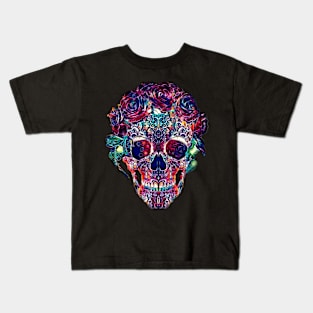 Skull in roses Kids T-Shirt